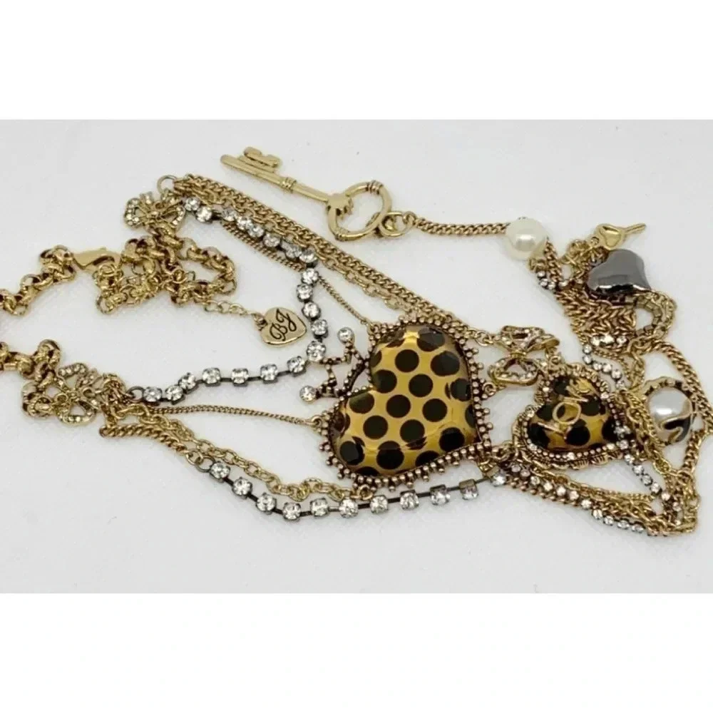 Betsey Johnson Dot Dot Dot Leopard Heart Necklace